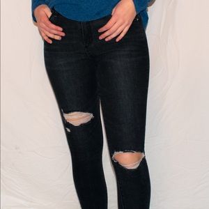 abercrombie midrise gray ripped jeans
